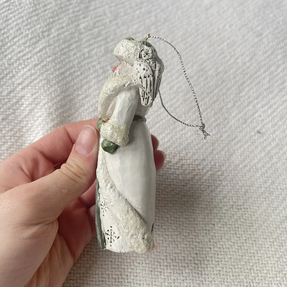 P. Schifferl‎ White Santa ornament white coat fox Owl staff signed 4
